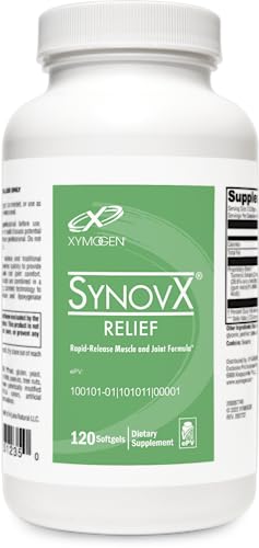 XYMOGEN SynovX Relief - Muscle & Joint Support Supplement - Rapid Release Boswellia serrata & Turmeric Extract Formula (120 Softgels)