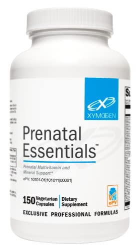 XYMOGEN Prenatal Essentials - Prenatal Vitamins + Mineral Support - Pre Natal Multivitamin with Bioactive Folate Methyl (5-MTHF) + Gentle Minerals to Promote Optimal Absorption (150 Capsules)