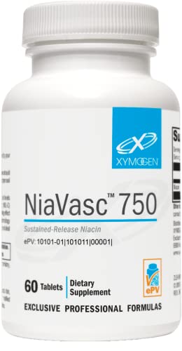 XYMOGEN NiaVasc 750 - Sustained-Release Niacin for a Lesser Flushing Effect - Supports The Maintenance of Healthy Blood Lipids (60 Time-Release Tablets)