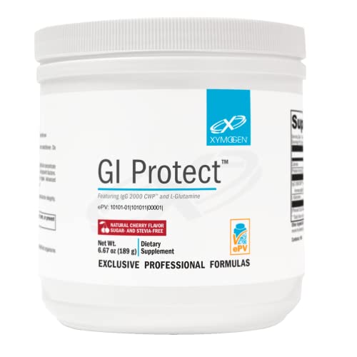 XYMOGEN GI Protect - IgG Immunoglobulin L-Glutamine Powder Supplement - Supports GI Lining + Gut Health, Cytokine Balance, Immune Health + Tissue Repair, Sugar & Stevia Free - Cherry Flavor (6.67 oz)