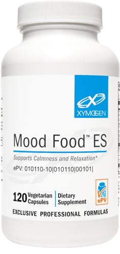 XYMOGEN Mood Food ES - Supports Calmness, Relaxation and a Healthy Mood with Active Folate, B Vitamins, 5-HTP, GABA, Minerals, Suntheanine L-Theanine, Selenium (120 Capsules)