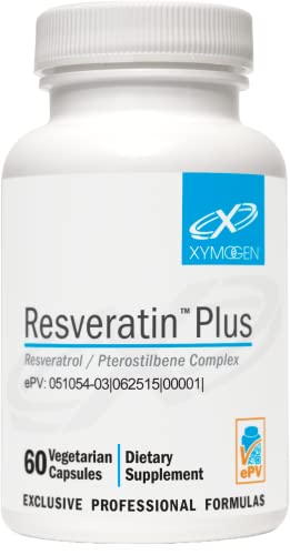 XYMOGEN Resveratin Plus - Patented Pterostilbene + Trans-Resveratrol with Quercetin Antioxidants Supplement to Promote Cardiovascular + Cellular Health, Healthy Aging, Immune Support (60 Capsules)