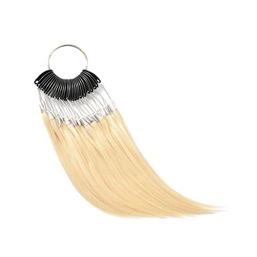 YANTAISIYU 30 strands/set 100% Human Hair Color Swatches Testing Color Sample Rings for Human Hair Extensions and Salon Hairdressing Hair Dying Sample (Blonde)