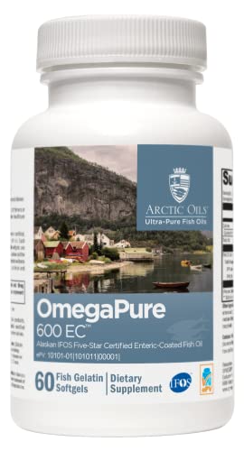 XYMOGEN OmegaPure 600 EC - International Fish Oil Standards (IFOS) Five-Star Certified Enteric-Coated Fish Oil - DHA EPA Omega-3 Supplement for Cardiovascular + Cognitive Support (60 Softgels)