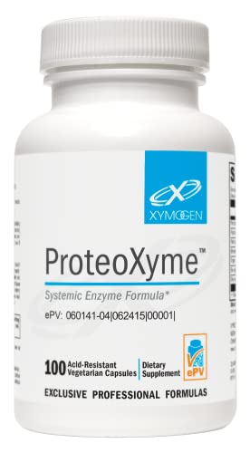 XYMOGEN ProteoXyme - Pancreatic Enzymes, Serrapeptase, Rutin, Papain + Bromelain - Designed to Support Joint Comfort, Tissue Integrity + Healthy Immune System Balance (100 Acid-Resistant Capsules)