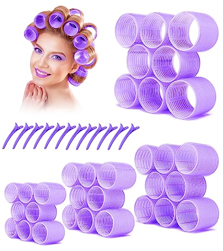 YEVYO Jumbo Hair Rollers, 44 Packs Large Hair Rollers for Long Medium Short Hair, 4 Size Self Grip Hair Rollers for Women Curls at Home (8×Extra Jumbo +8×Jumbo +8×Large +8×Medium)