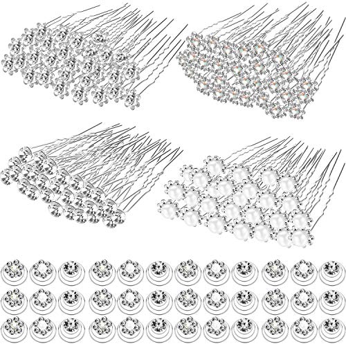 116 Pcs Wedding Bridal Hair Accessories Crystal Pearl Flower Spiral Hair Pins Swirl Hair Twists Coils for Wedding Prom Party Special Event