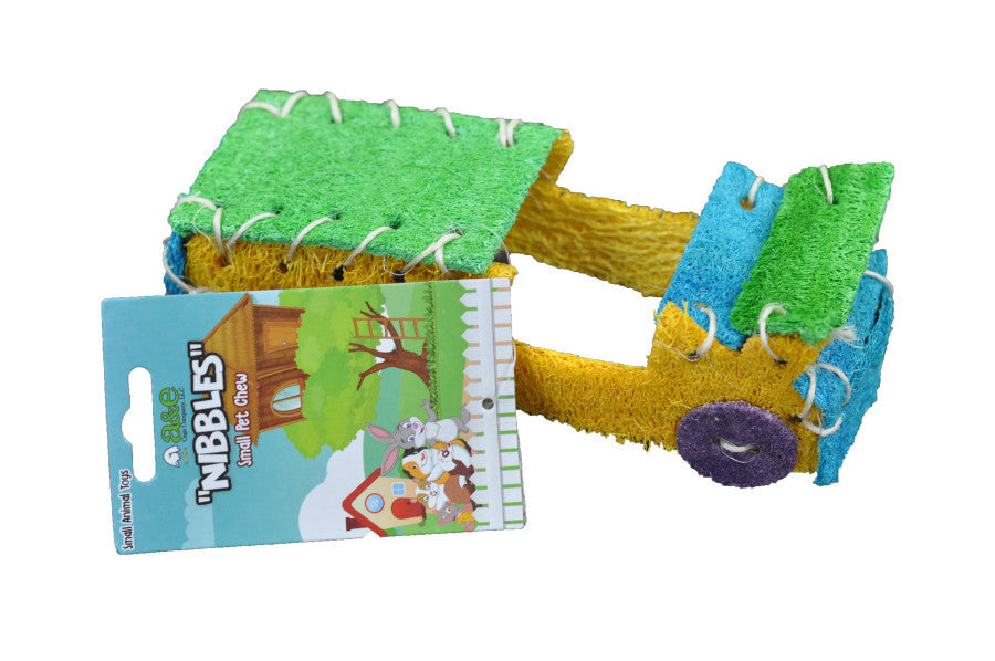 A &E Cages Nibbles Small Animal Loofah Chew Toy Race Car; 1ea